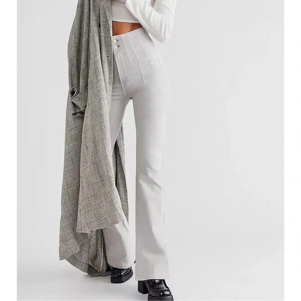 NWT Free People Jayde High-Rise Flare Jeans Gray Size 30